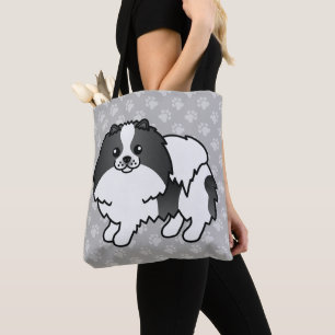 Tote Bag Chien de dessin animé Poméranien au pelage noir pa