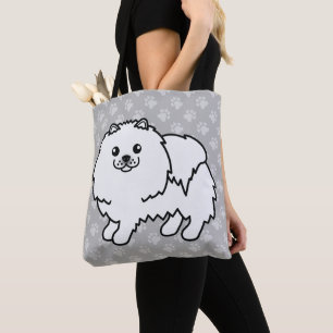 Tote Bag Chien de dessin animé Poméranien avec pelage de co