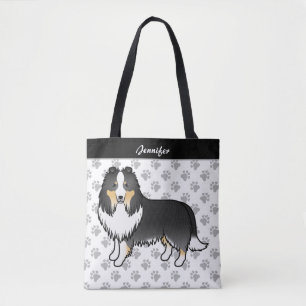 Tote Bag Chien de dessin animé Shetland Sheepdog tricolore