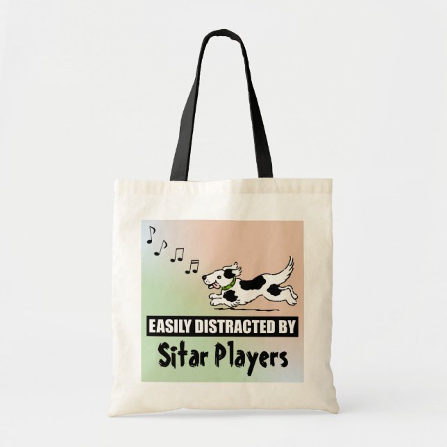 Tote Bag Chien de dessin facile distrait par les joueurs Si (Devant)