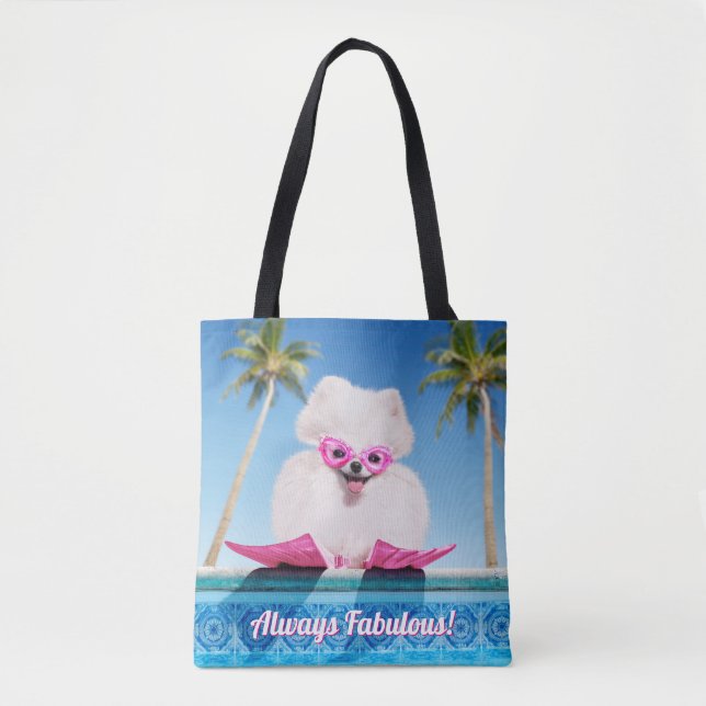 Tote Bag Chien De Piscine En Palmes (Devant)