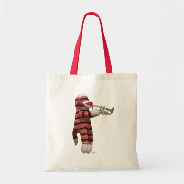 Tote Bag Chien de queue jouant à la trompette 2 (Devant)