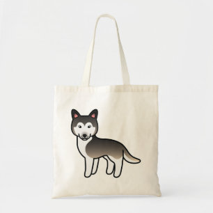 Tote Bag Chien de race Husky Sibérien Gris Loup Dessin Anim