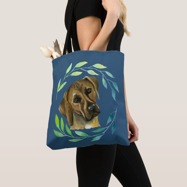 Tote Bag Chien de Rhodesian Ridgeback avec la guirlande (De près)