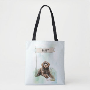 Tote Bag Chien d'eau portugais Aquarelle Chien personnalisé