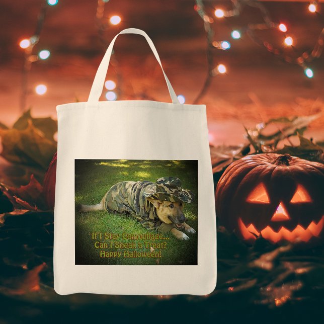 Tote Bag Chien d'Halloween en Camouflage (Halloween Dog in Camouflage Tote Bag)