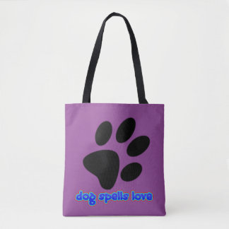 Tote Bag Chien Écrit Amour avec Empreinte de Patte