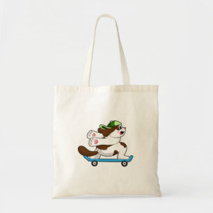 Tote Bag Chien en Skate avec Skateboard