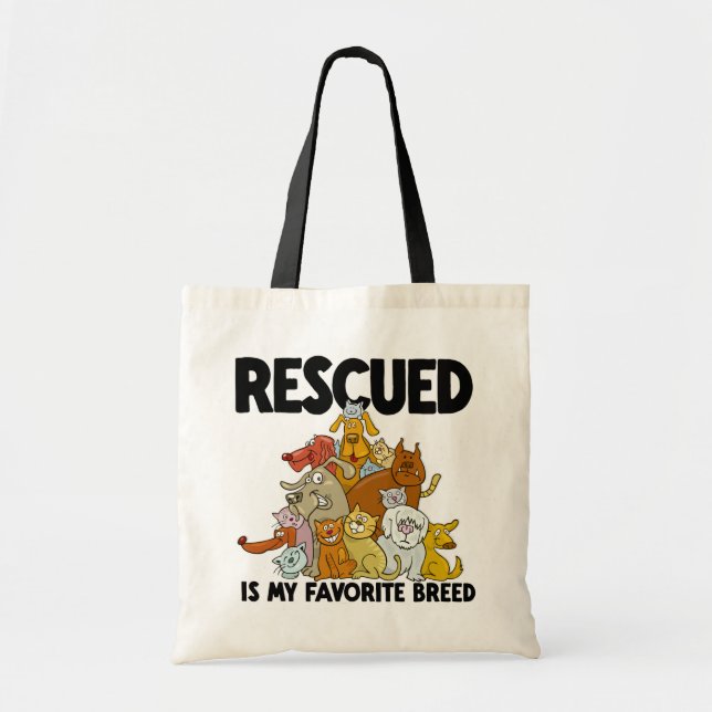Tote Bag Chien et Chat secourus est ma race préférée (Devant)