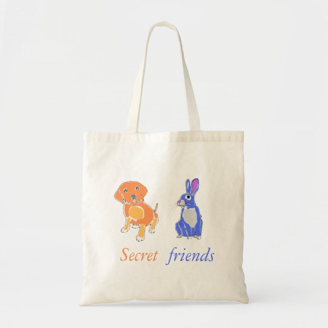 Tote Bag Chien Et Lapin Illustrés Et Élégants (Devant)