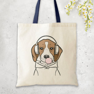 Tote Bag Chien frigorifique avec Bubblegum Funny Beagle