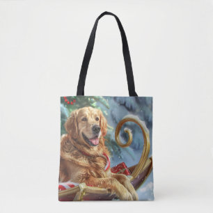 Tote Bag Chien Golden Retriever Noël Festif