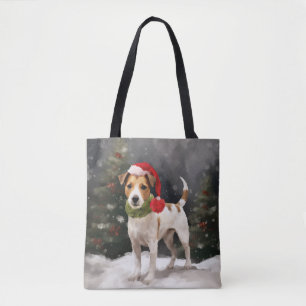Tote Bag Chien Jack Russell dans la neige Noël