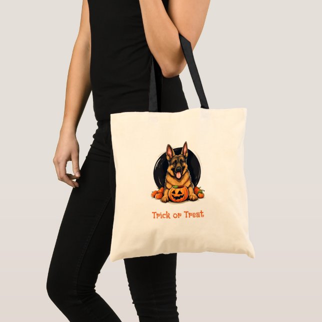 Tote Bag Chien mignon avec Jack-O' Lantern Trick ou traitem (Devant (produit))