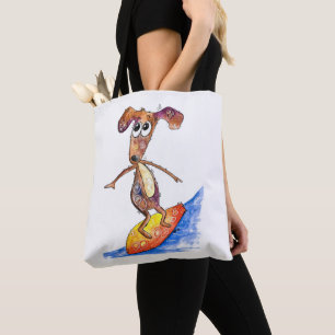 Tote Bag Chien mignon Whimsical sur Surboard