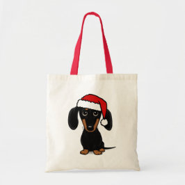 Tote Bag Chien noir et Tan Dachshund Père Noël mignon Wiene
