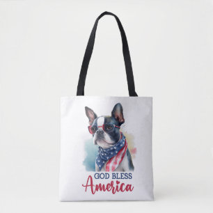 Tote Bag Chien patriote - Boston Terrier