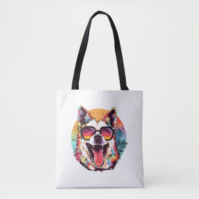 Tote Bag chien plage été chien chaise (Devant)