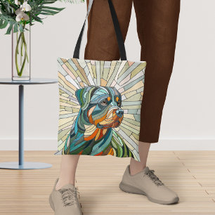 Tote Bag Chien Rottweiler - art de la mosaïque