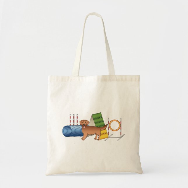 Tote Bag Chien rouge Golden Retriever avec équipement d'agi (Devant)