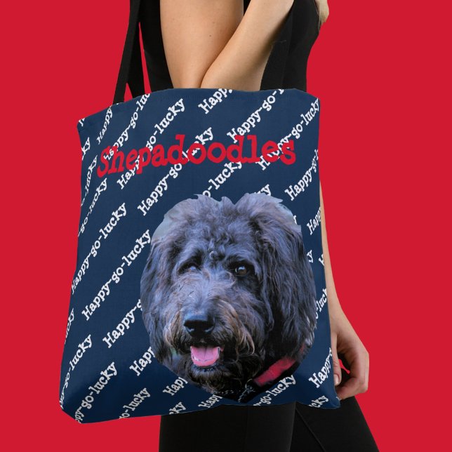 Tote Bag Chien Shepadoodle Happy-go-chanceux Amour incondit (Créateur téléchargé)