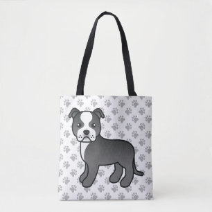 Tote Bag Chien Staffordshire Bull Terrier noir et blanc