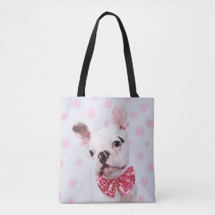 Tote Bag Chien-taureau français avec Cravate de Bow