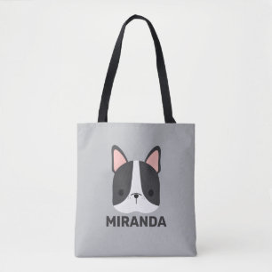 Tote Bag Chien-taureau français mignon avec nom personnalis