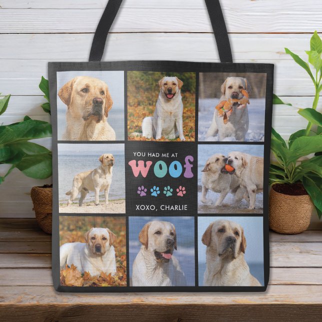 Tote Bag Chien Vous M'Avez Eu WOOF Custom 8 Photo Collage R (Créateur téléchargé)