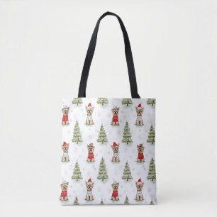 Tote Bag Chien Yorkies de Noël