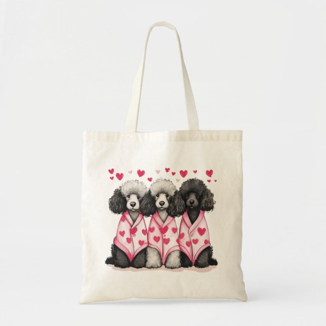 Tote Bag Chiens de caniche de la Saint-Valentin (Devant)
