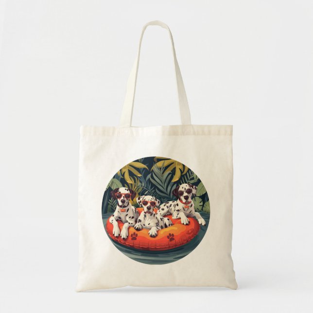 Tote Bag Chiens de Dalmatie - Flotte de la piscine d'ananas (Devant)