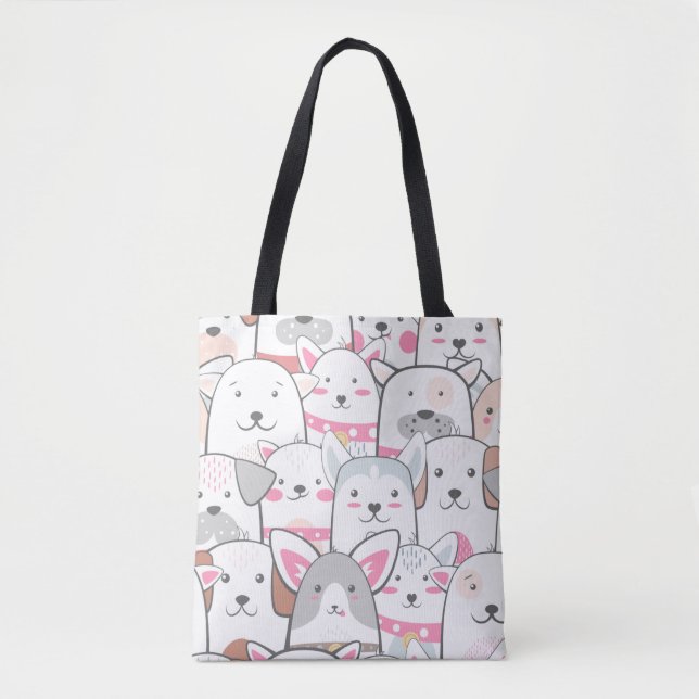 Tote Bag Chiens de Doodle mignons (Devant)