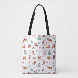 Tote Bag Chiens de Noël en accessoires de vacances