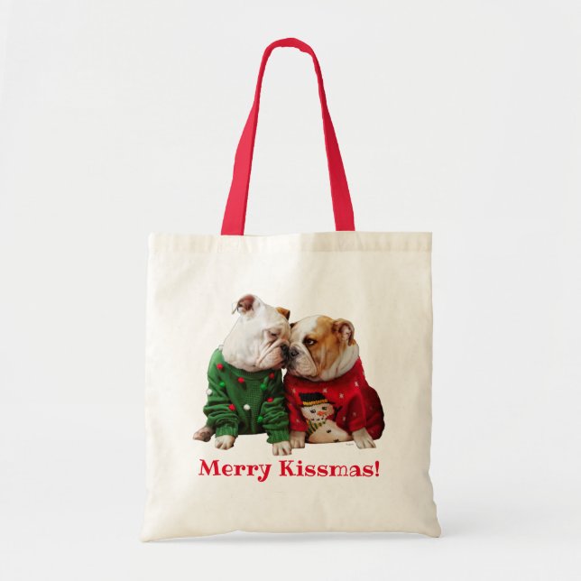Tote Bag Chiens de Noël en pulls (Devant)