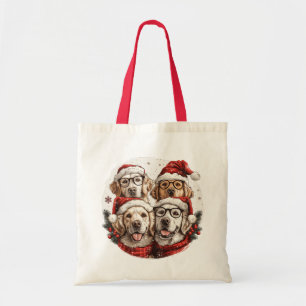 Tote Bag Chiens de Noël Golden Retriever