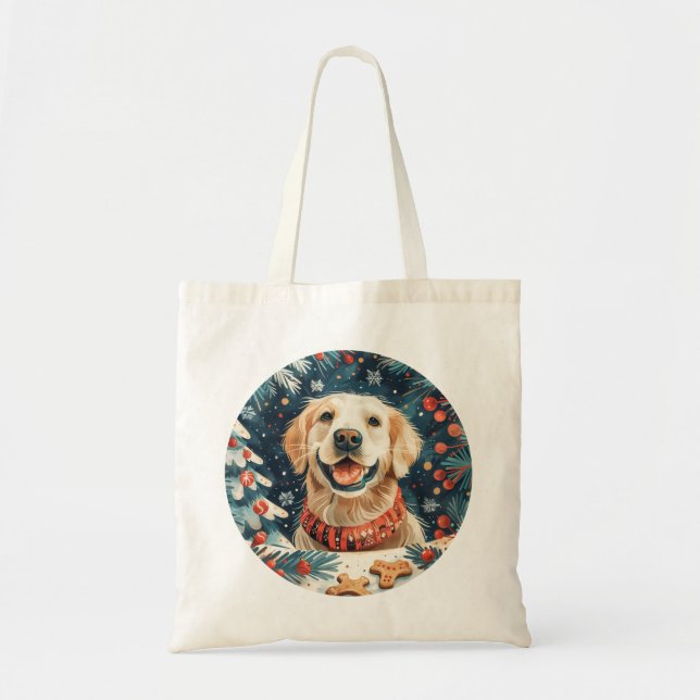 Tote Bag Chiens de Noël Golden Retriever (Devant)