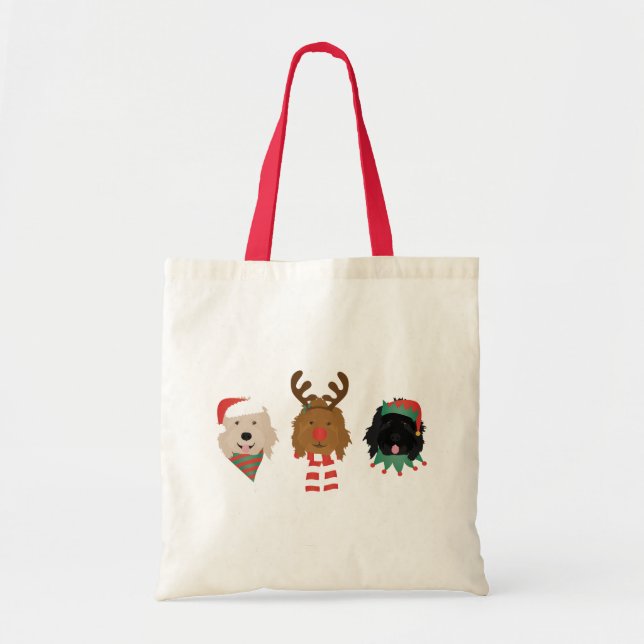 Tote Bag Chiens de Noël Goldendoodle (Devant)