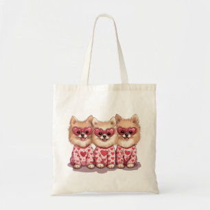 Tote Bag Chiens de Poméranie de la Saint-Valentin