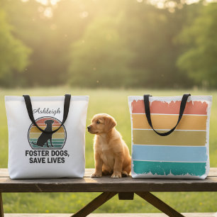 Tote Bag Chiens de refuge sauvent des vies Rétro Coucher de