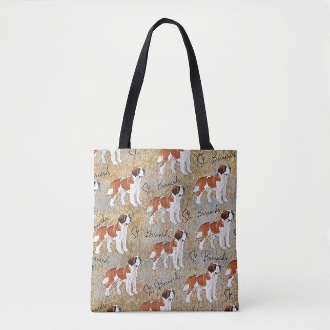 Tote Bag Chiens de St Bernard avec l'arrière - plan (Devant)