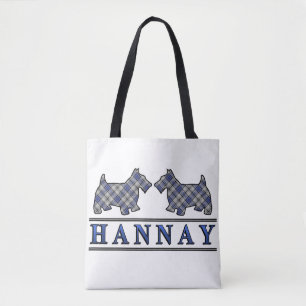 Tote Bag Chiens écossais du clan Hannay Scottie Tartan Plai