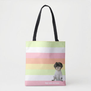 Tote Bag Chiens Me Rendre Heureux Shihtzu Melon Rose Simple