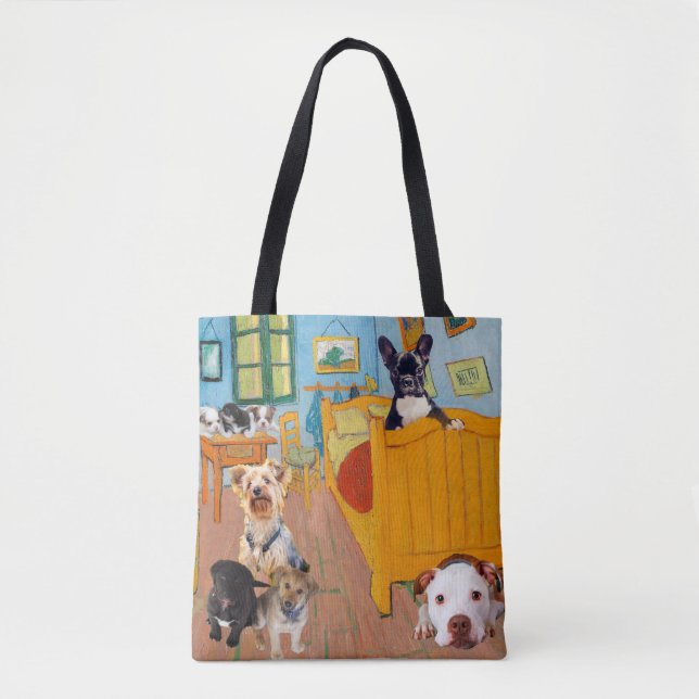 Tote Bag Chiens mignons en chambre à coucher de Van Gogh (Devant)
