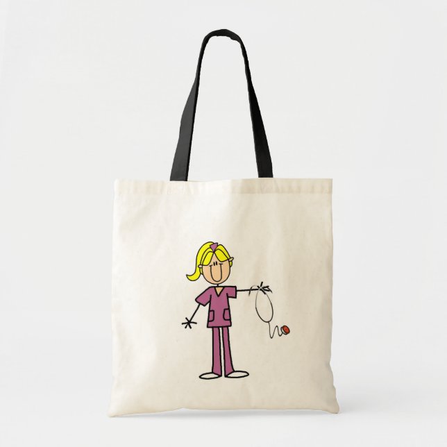 Tote Bag Chiffre femelle blond infirmière de bâton (Devant)
