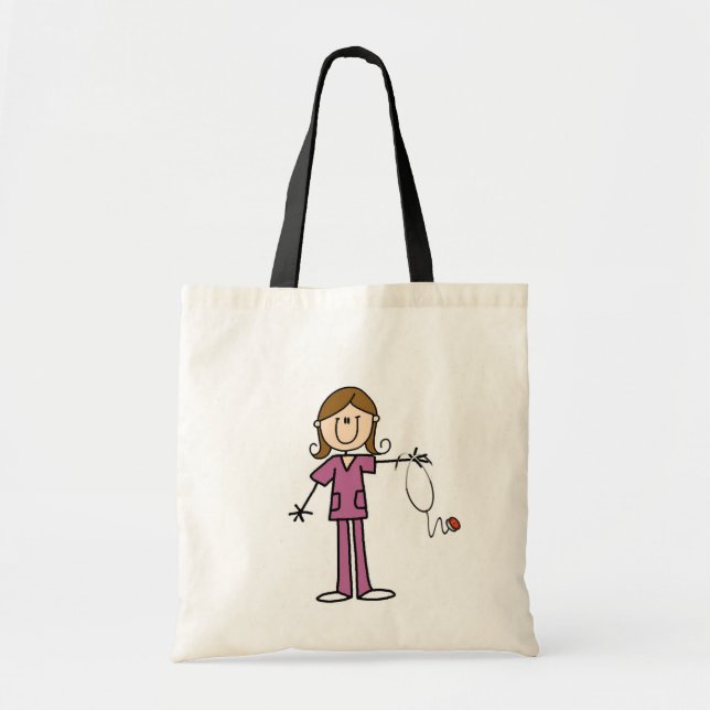 Tote Bag Chiffre femelle infirmière de bâton de cheveux (Devant)