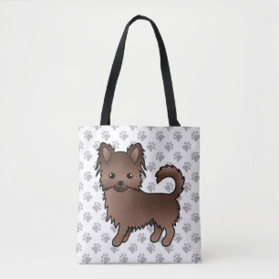 Tote Bag Chihuahua à longs poils au chocolat Chien de dessi