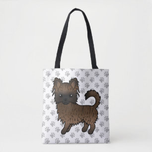 Tote Bag Chihuahua à poil long bringé Chien de dessin animé