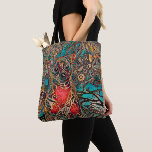 Tote Bag Chihuahua Art Turquoise Portrait des Amoureux de l