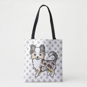 Tote Bag Chihuahua au pelage long Merle Chocolat Chien & Pa